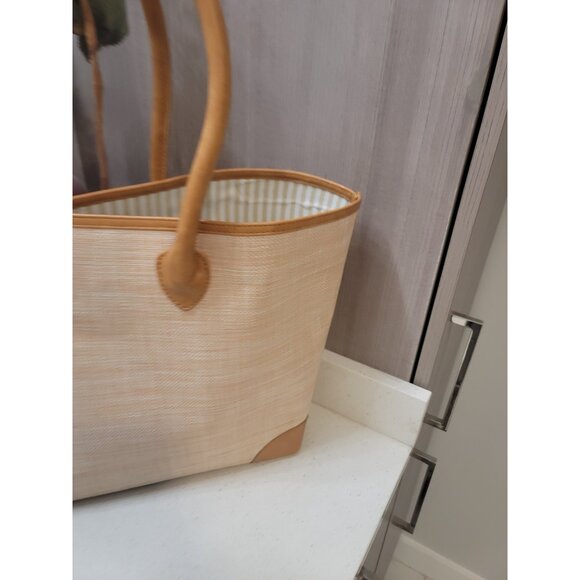 Mark And Graham montauk raffia tote Straw Summer Tan Purse Bag W/monogram - Picture 5 of 11